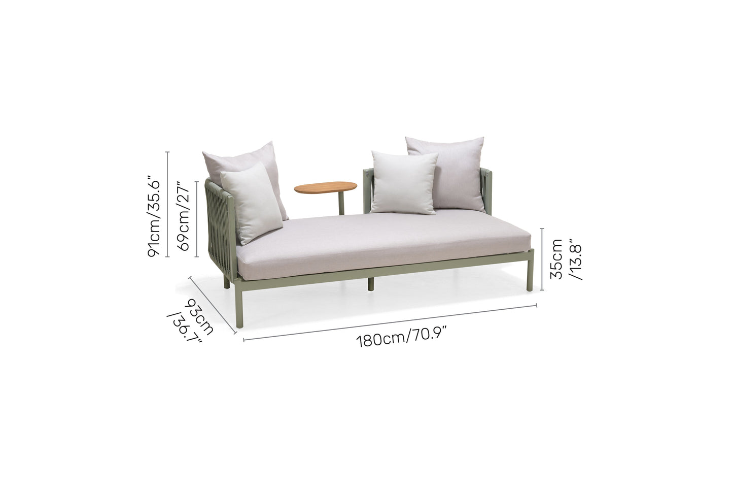 Mica Corner 2 Pieces Aluminum Daybed Set