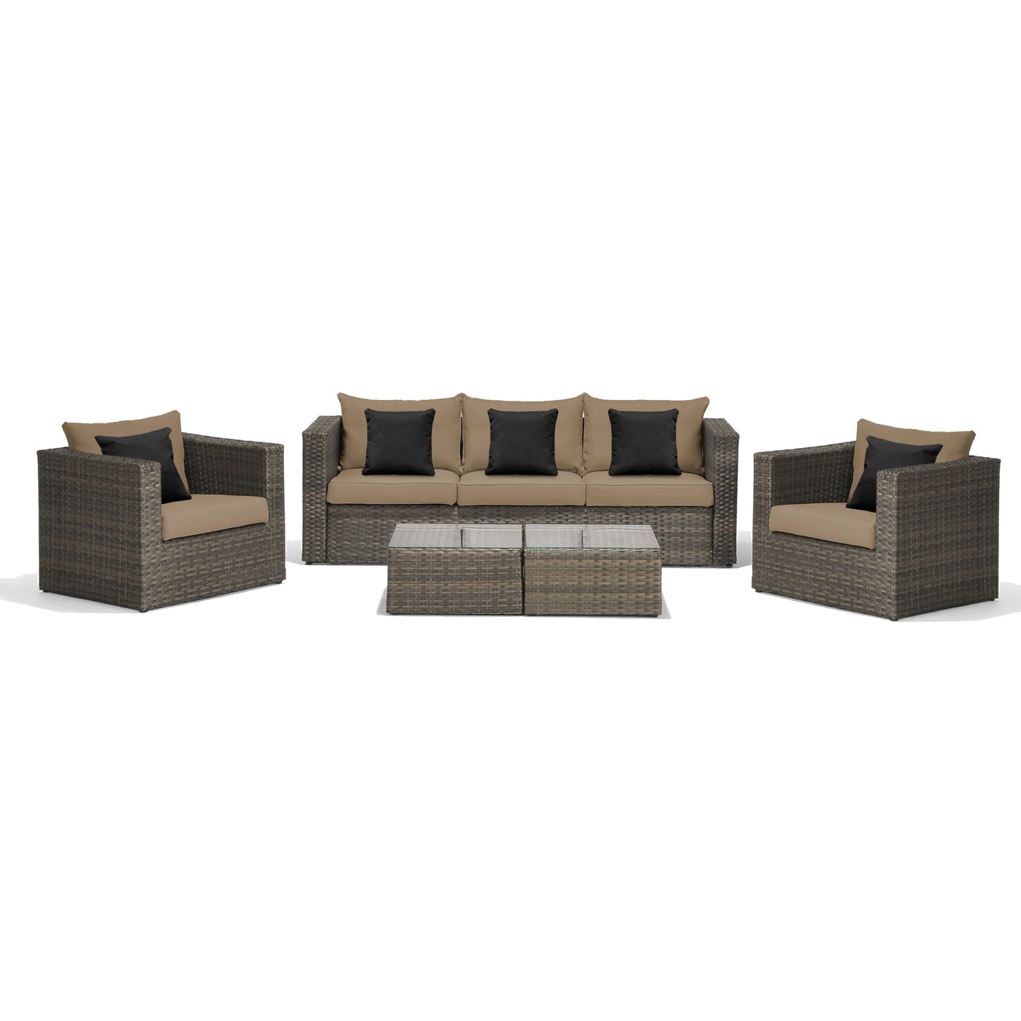 Mustang 5 Pieces Aluminum and Wicker Seating Set