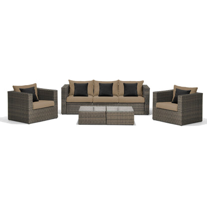 Mustang 5 Pieces Aluminum and Wicker Seating Set