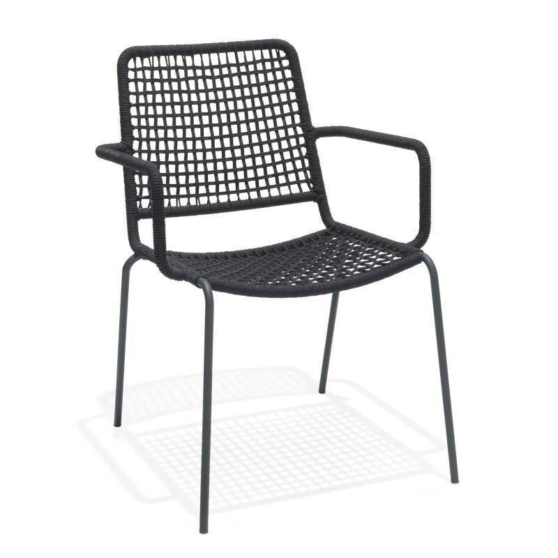 Oberon Aluminum & Rope Black Chair