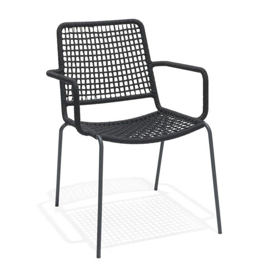 Oberon Stackable Steel & Rope Black Chair