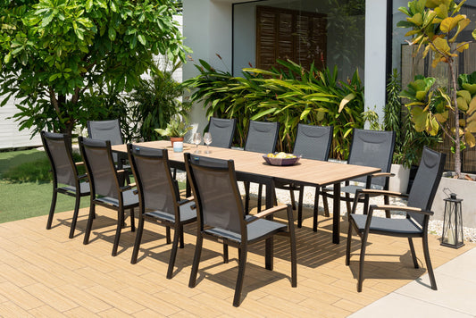 WAS $3499 NOW $2699 *BRAND NEW*  11 Piece Rectangular Extendable Die Cast Aluminum Outdoor Dining Set