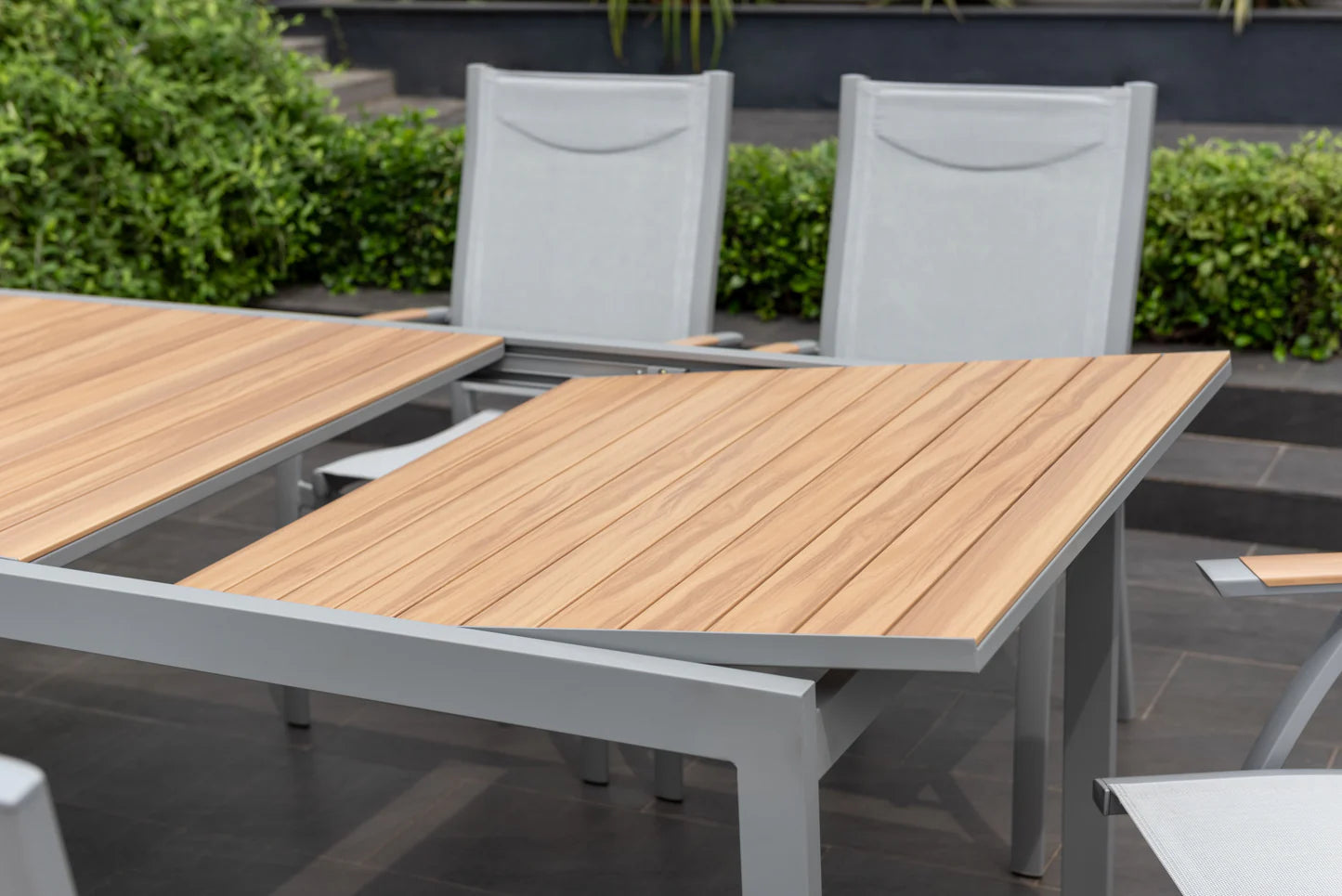 9 Piece Rectangular Extendable With Stackable Chairs Dining Set, Made of Die Cast Aluminum, Furniture Set For Outdoor And Patio