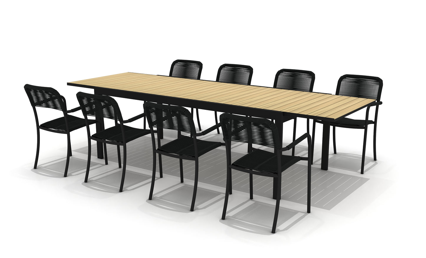 WAS $3099 NOW $2299 *BRAND NEW*  9 Piece Rectangular Extendable Die-Cast Aluminum Outdoor Dining Set