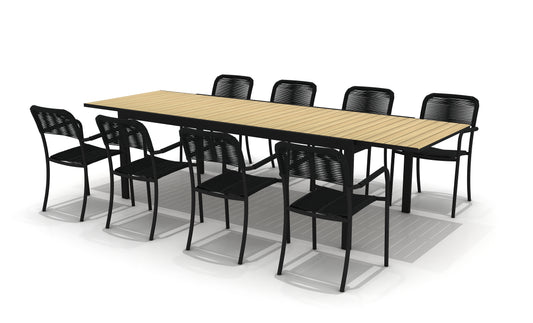 WAS $3099 NOW $2299 *BRAND NEW*  9 Piece Rectangular Extendable Die-Cast Aluminum Outdoor Dining Set