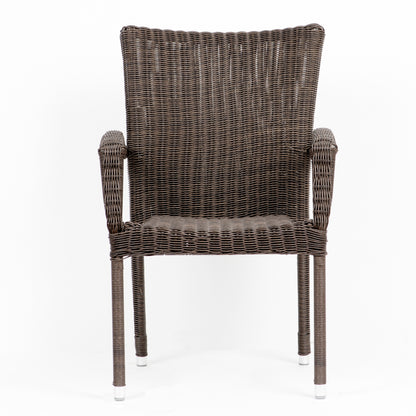 Bari Aluminum and Wicker Dining Armchair