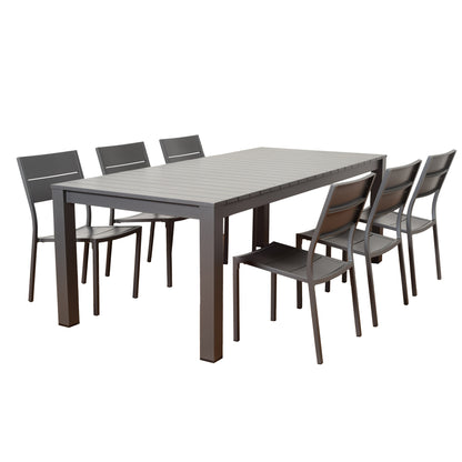 California Aluminum Rectangular Grey Dining Table
