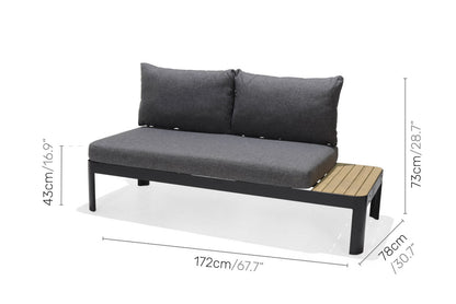 Portals Teak and Dark Aluminum Modular Sofa 3pc Set