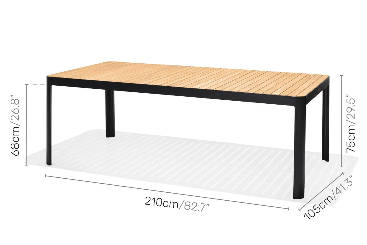 9 Piece Rectangular Dining Set, Made of Teak Wood and Die Cast Aluminum, Furniture Set For Outdoor And Patio