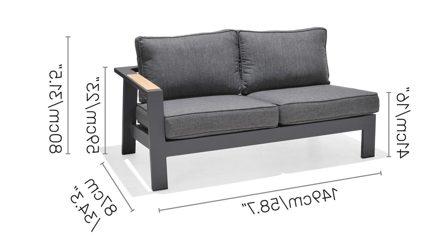 Palau Right 2-Seater Sofa Die-Cast Aluminum