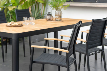 9 Piece Rectangular Dining Set, Made of Teak Wood and Die Cast Aluminum, Furniture Set For Outdoor And Patio