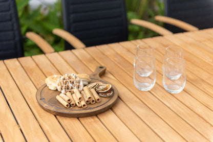 9 Piece Rectangular Dining Set, Made of Teak Wood and Die Cast Aluminum, Furniture Set For Outdoor And Patio