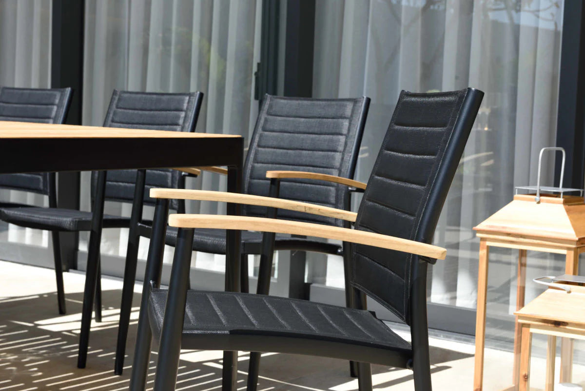 9 Piece Rectangular Dining Set, Made of Teak Wood and Die Cast Aluminum, Furniture Set For Outdoor And Patio