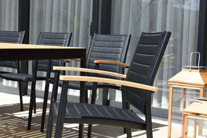 9 Piece Rectangular Dining Set, Made of Teak Wood and Die Cast Aluminum, Furniture Set For Outdoor And Patio