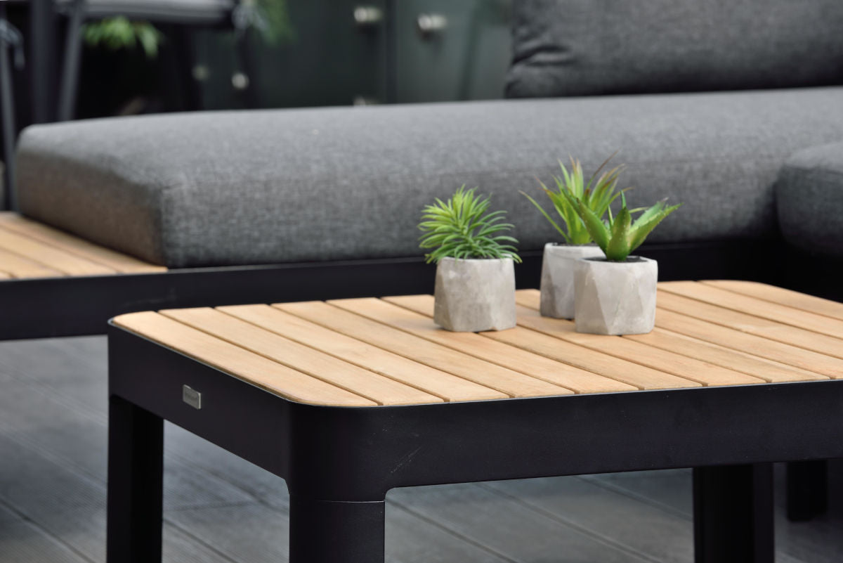 Portals Teak and Dark Aluminum Modular Sofa 3pc Set