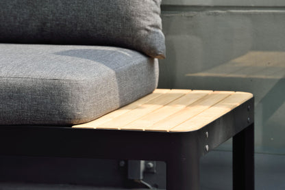 Portals Teak and Dark Aluminum Modular Sofa 3pc Set