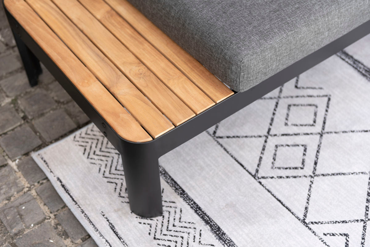 Portals Teak and Dark Aluminum Modular Sofa 3pc Set