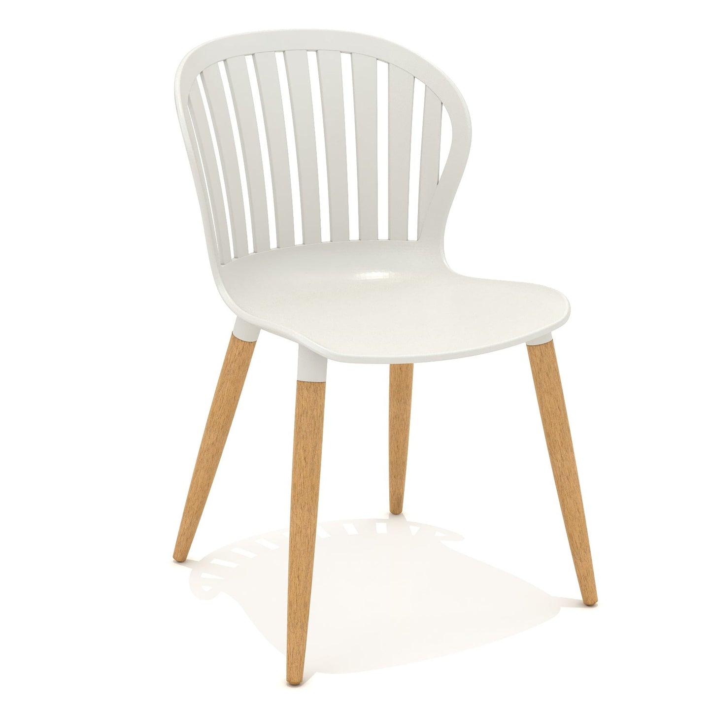 Cannes Duraboard & 100% FSC Teak Finish Wood White Side Chair