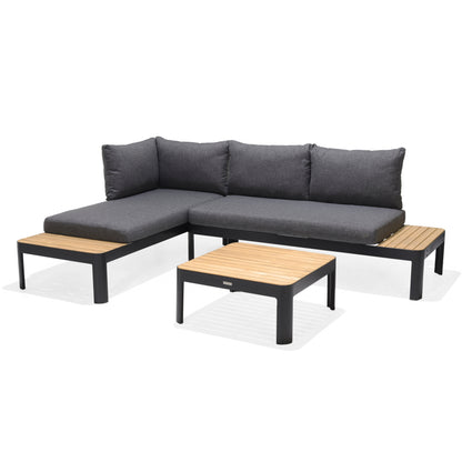 Portals Teak and Dark Aluminum Modular Sofa 3pc Set