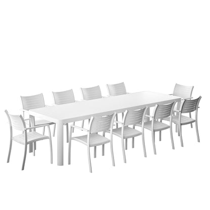 11 Piece Rectangular Dining Set With Stackable Chairs, Made of Die-Cast Aluminum Furniture Set For Outdoor And Patio