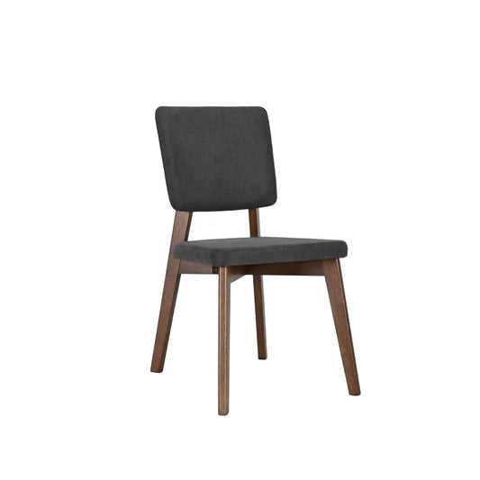Lago Side Chair Color Walnut Fabric Dark Grey