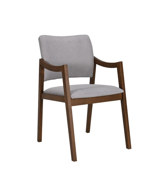 Lesson Armchair color Walnut Fabric Light Grey