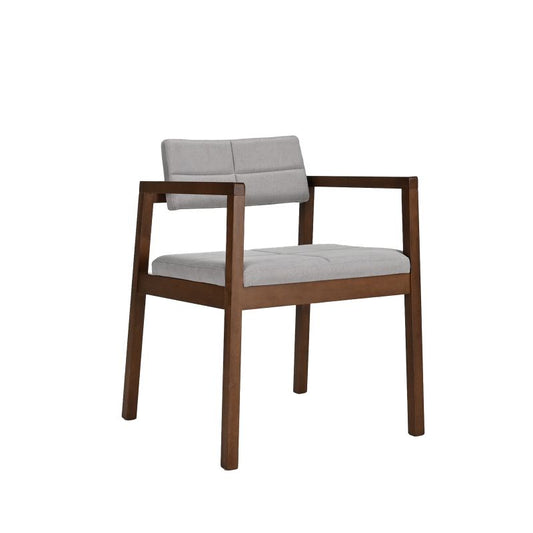 Gin Armchair Color Walnut Fabric Light Grey