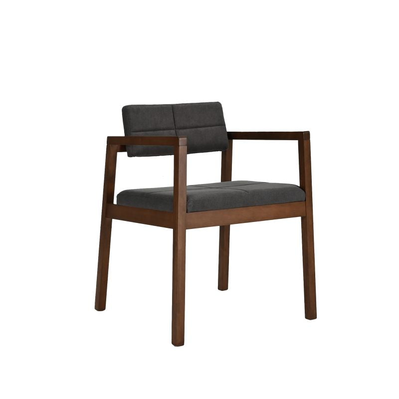 Gin Armchair Color Walnut Fabric Dark Grey