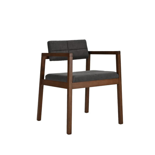 Gin Armchair Color Walnut Fabric Dark Grey
