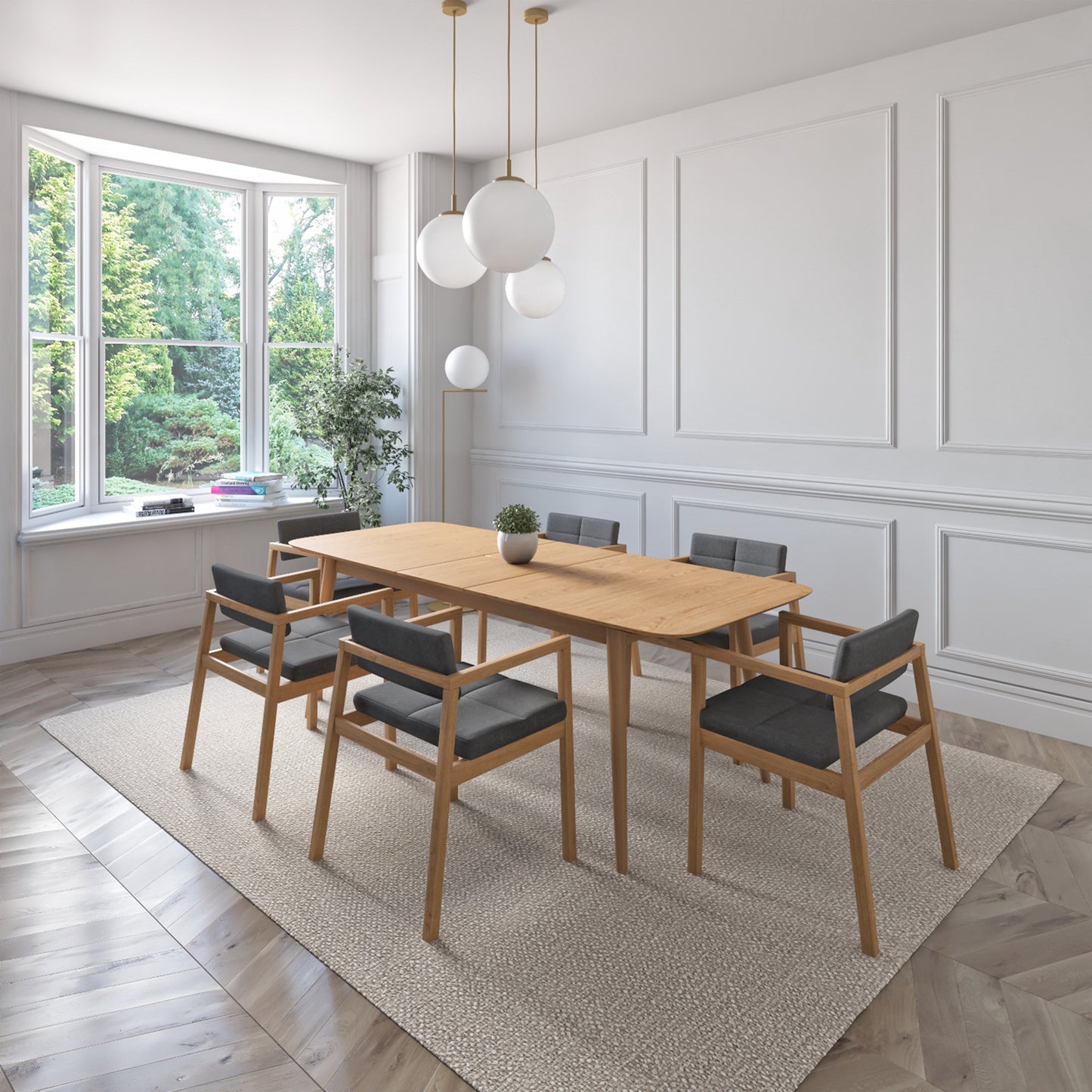 Cody Extendable Rectangular Light Rubber Wood Table