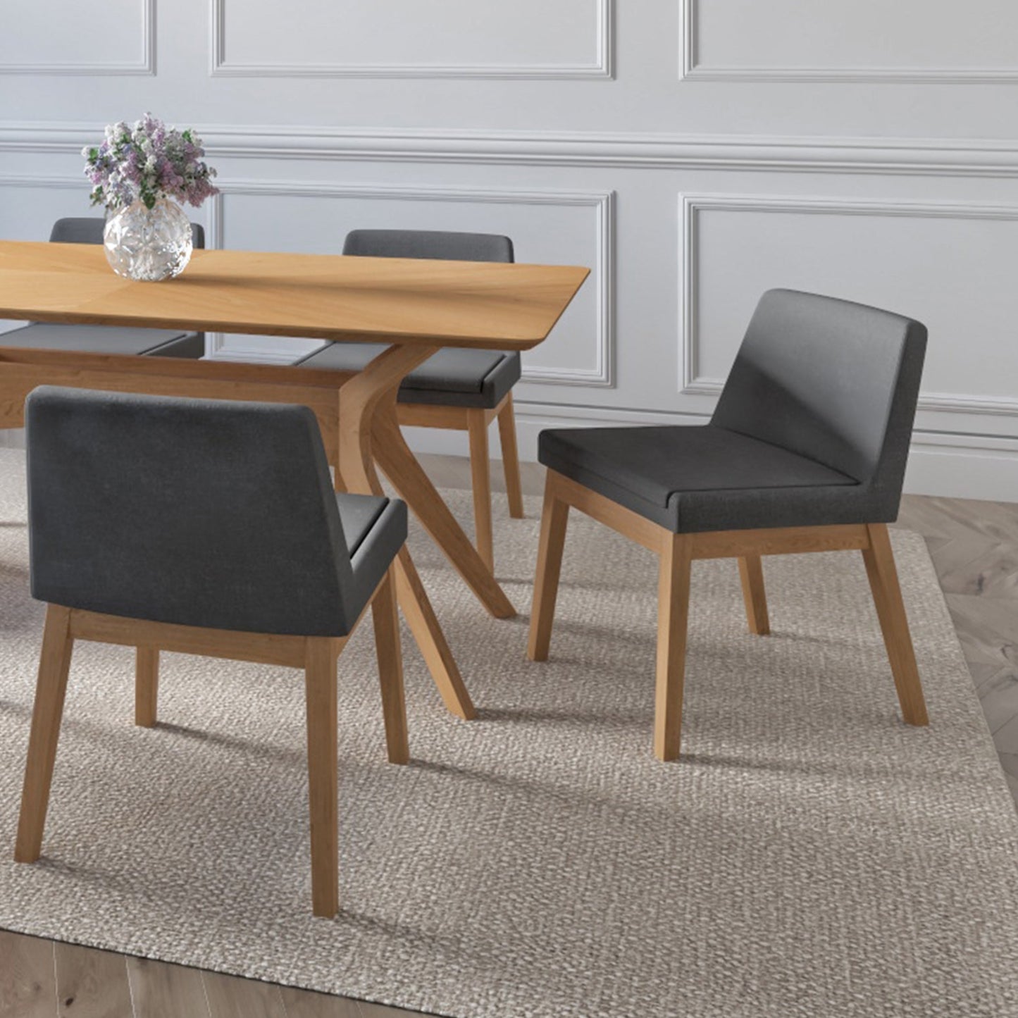 Adel Side Chair Color Oak Fabric Dark Grey