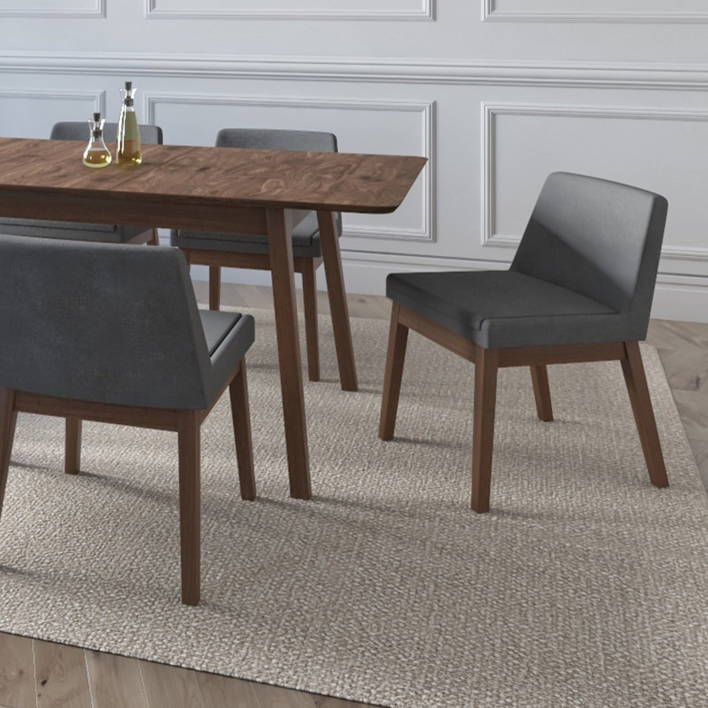 Adel Side Chair Color Walnut Fabric Dark Grey