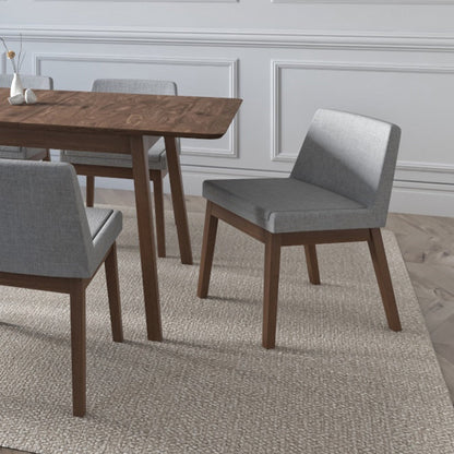 Adel Side Chair Color Walnut Fabric Light Grey
