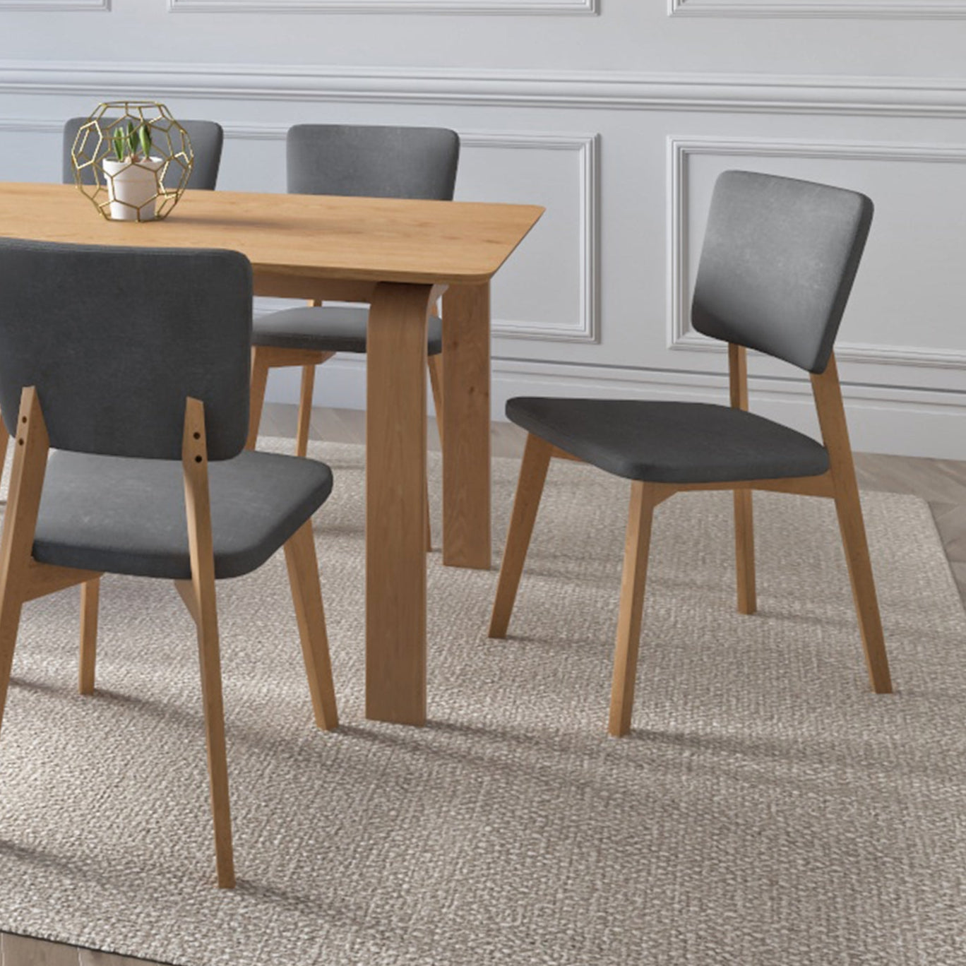 Lago Side Chair Color Oak Fabric Dark Grey