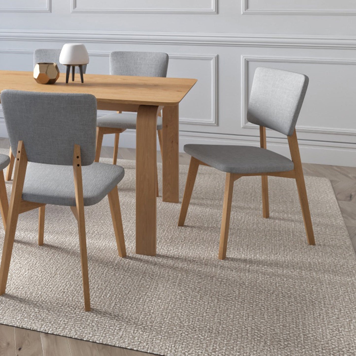 Lago Side Chair Color Oak Fabric Light Grey
