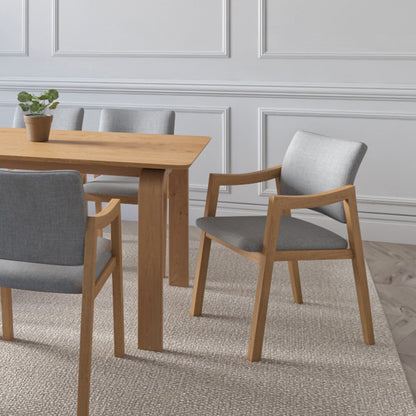 Lesson Armchair color Oak Fabric Light Grey