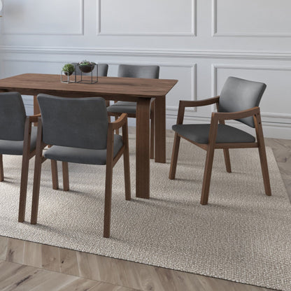 Lesson Armchair color Walnut Fabric Dark Grey