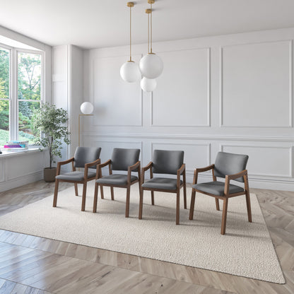 Lesson Armchair color Walnut Fabric Dark Grey