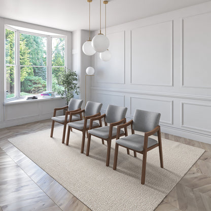 Lesson Armchair color Walnut Fabric Light Grey