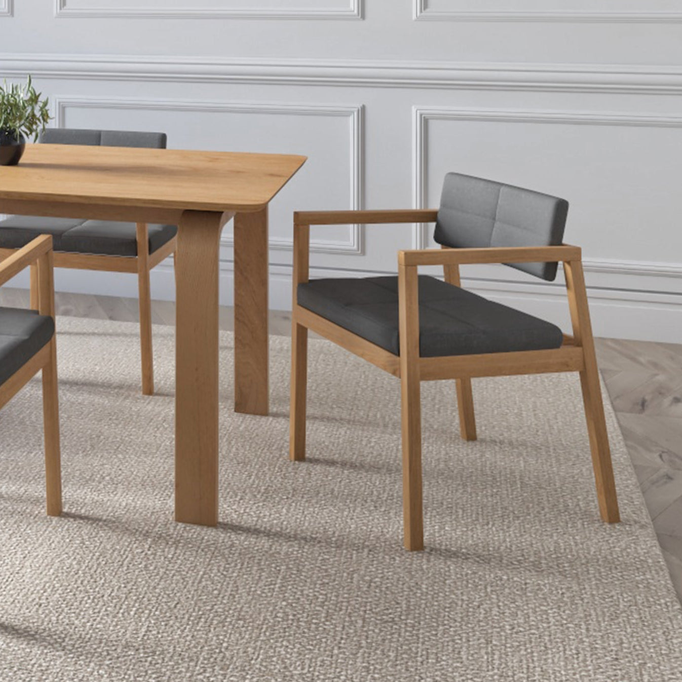 Gin Armchair Color OAK Fabric Dark Grey