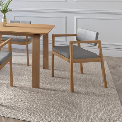 Gin Armchair Color OAK Fabric Light Grey