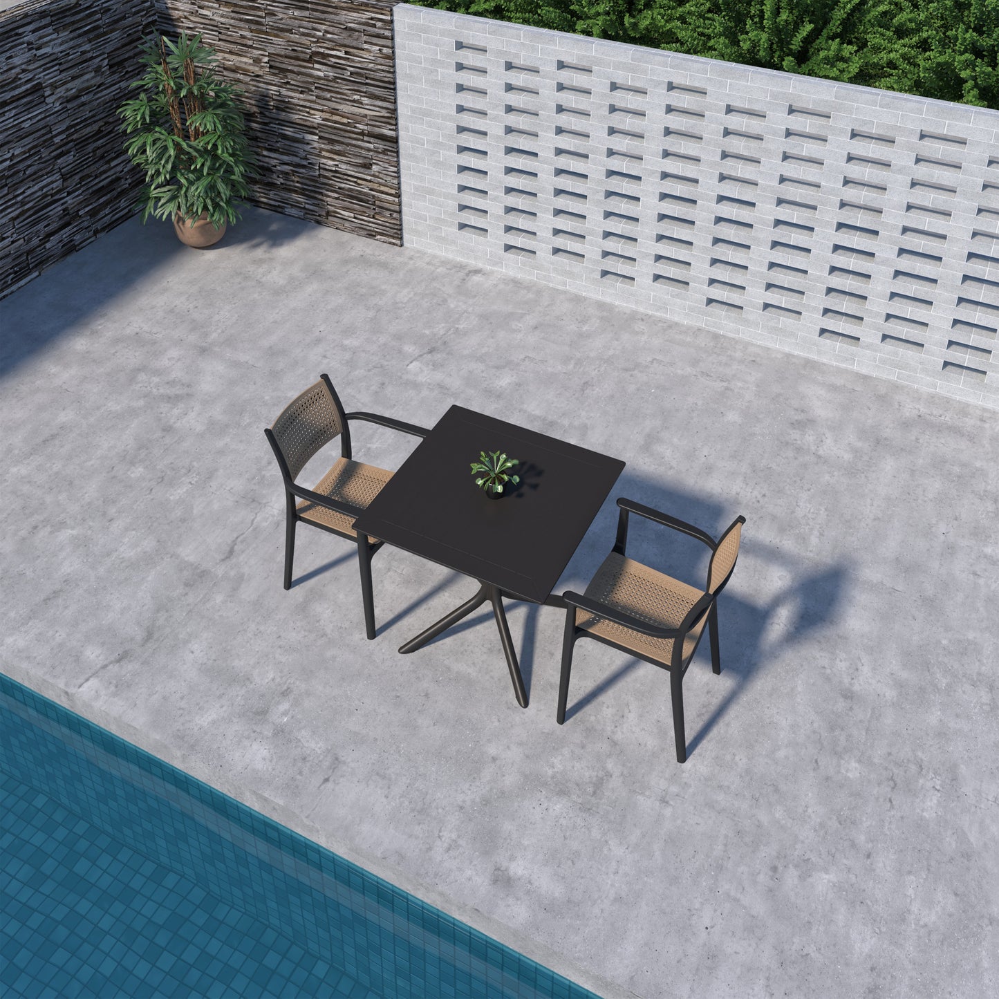 Napoles Square Resin Dining Black Table