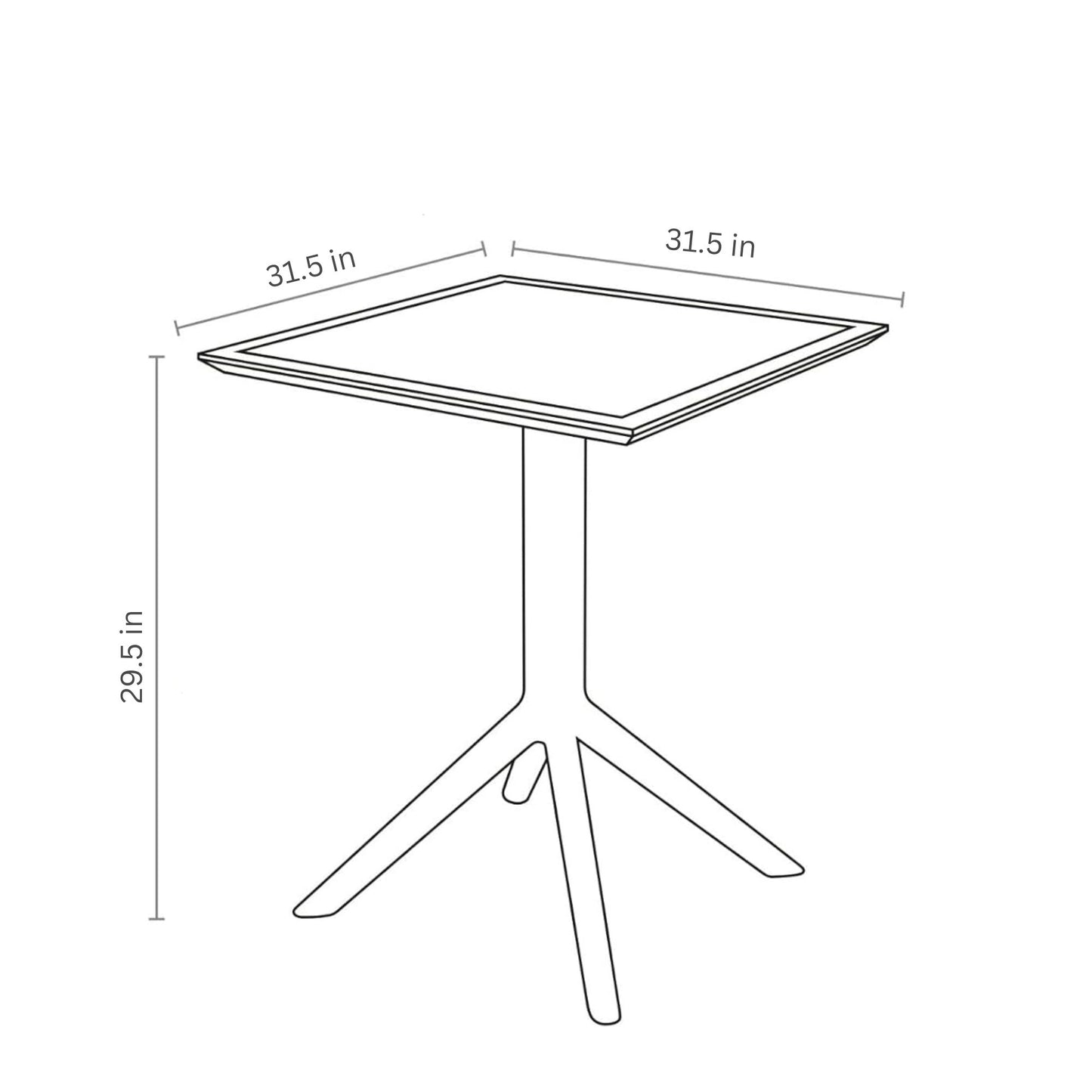 Napoles Square Resin Dining White Table