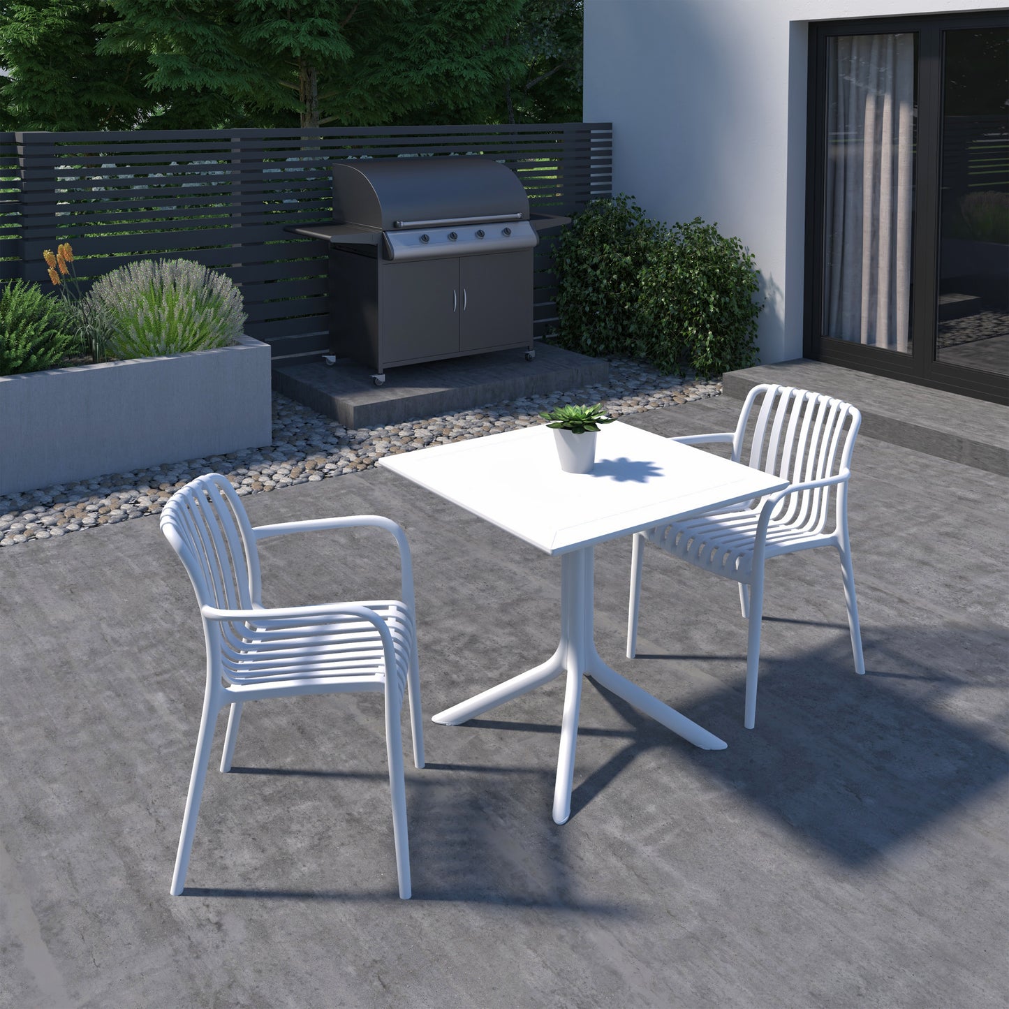 Napoles Square Resin Dining White Table