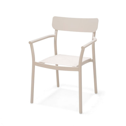 Oje Stackable Aluminum Coral Sand Dining Arm Chair
