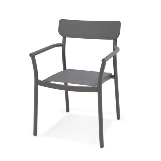 Oje Stackable Aluminum Grey Dining Arm Chair