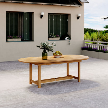 Grand Milano 100% Teak Finish Solid Hardwood Extendable Oval Dining Table