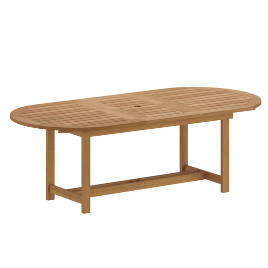 Grand Milano 100% Teak Finish Solid Hardwood Extendable Oval Dining Table