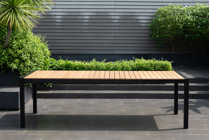 9 Piece Rectangular Dining Set With Stackable Chairs, Made of Die-Cast Aluminum & FSC Wood, Furniture Set For Outdoor And Patio