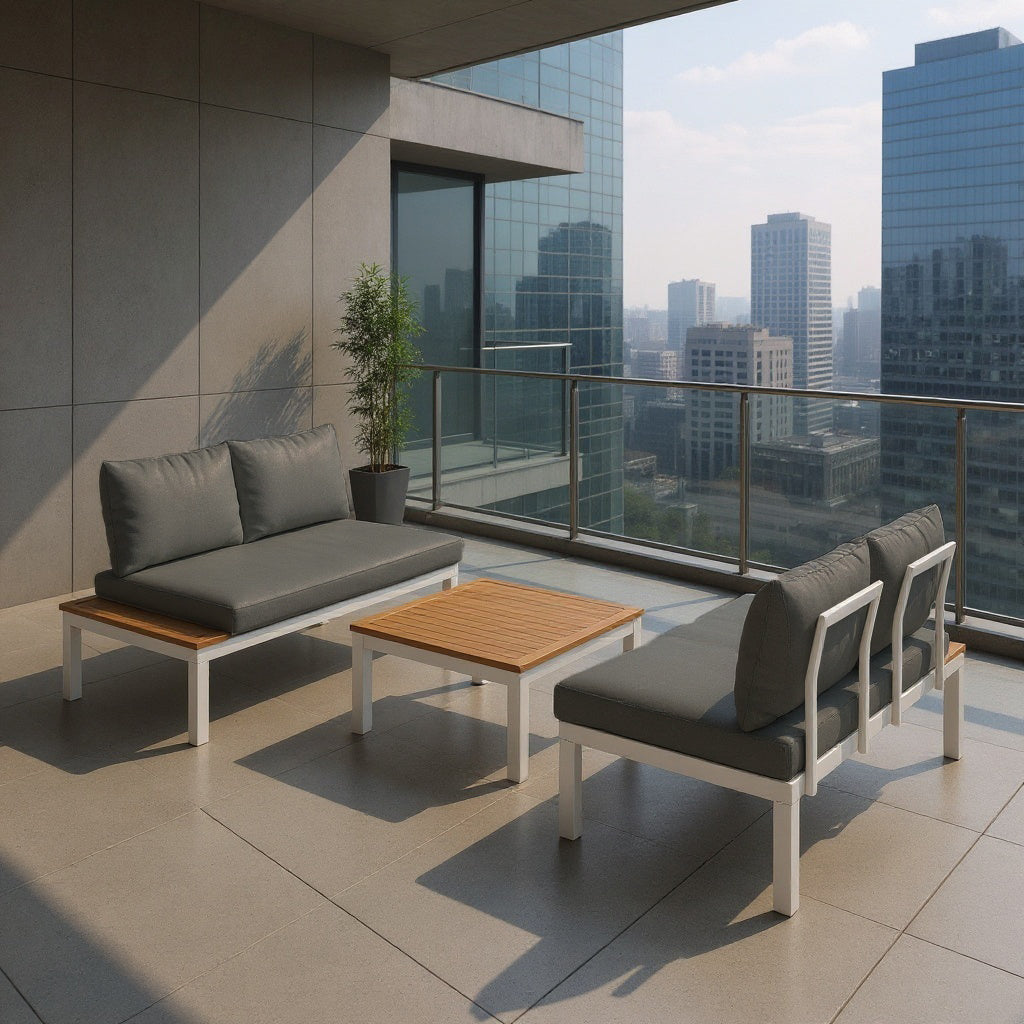 Kings Hydra Aluminum & 100% FSC Certified Solid Wood square sofa table